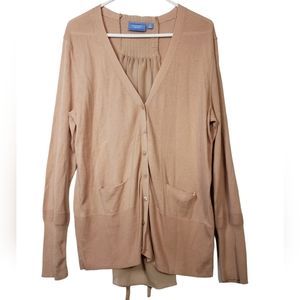 Simply Vera | Vera Wang Tan Cardigan Sheer Back Size XL